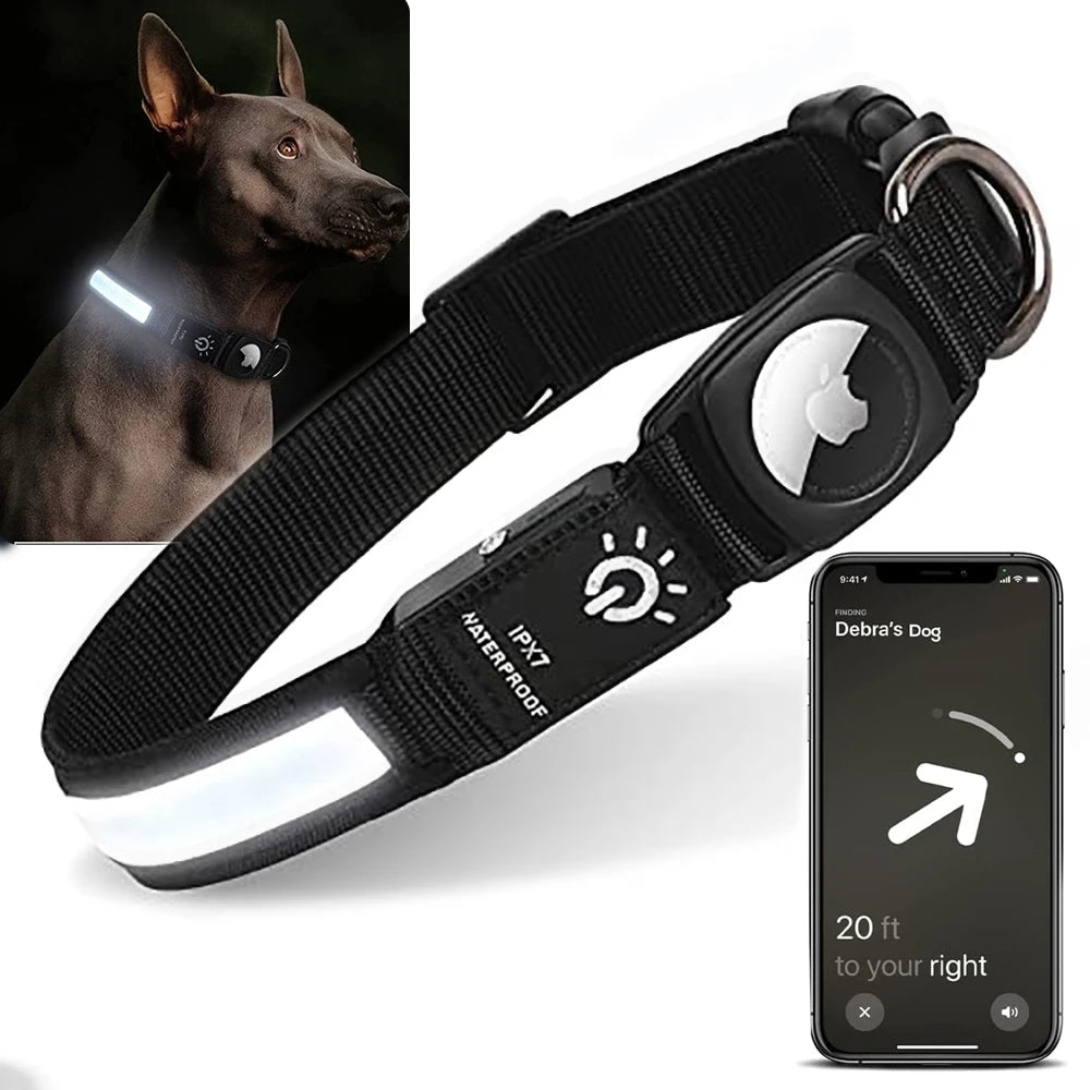 LED-hondenhalsband met AirTag-houder